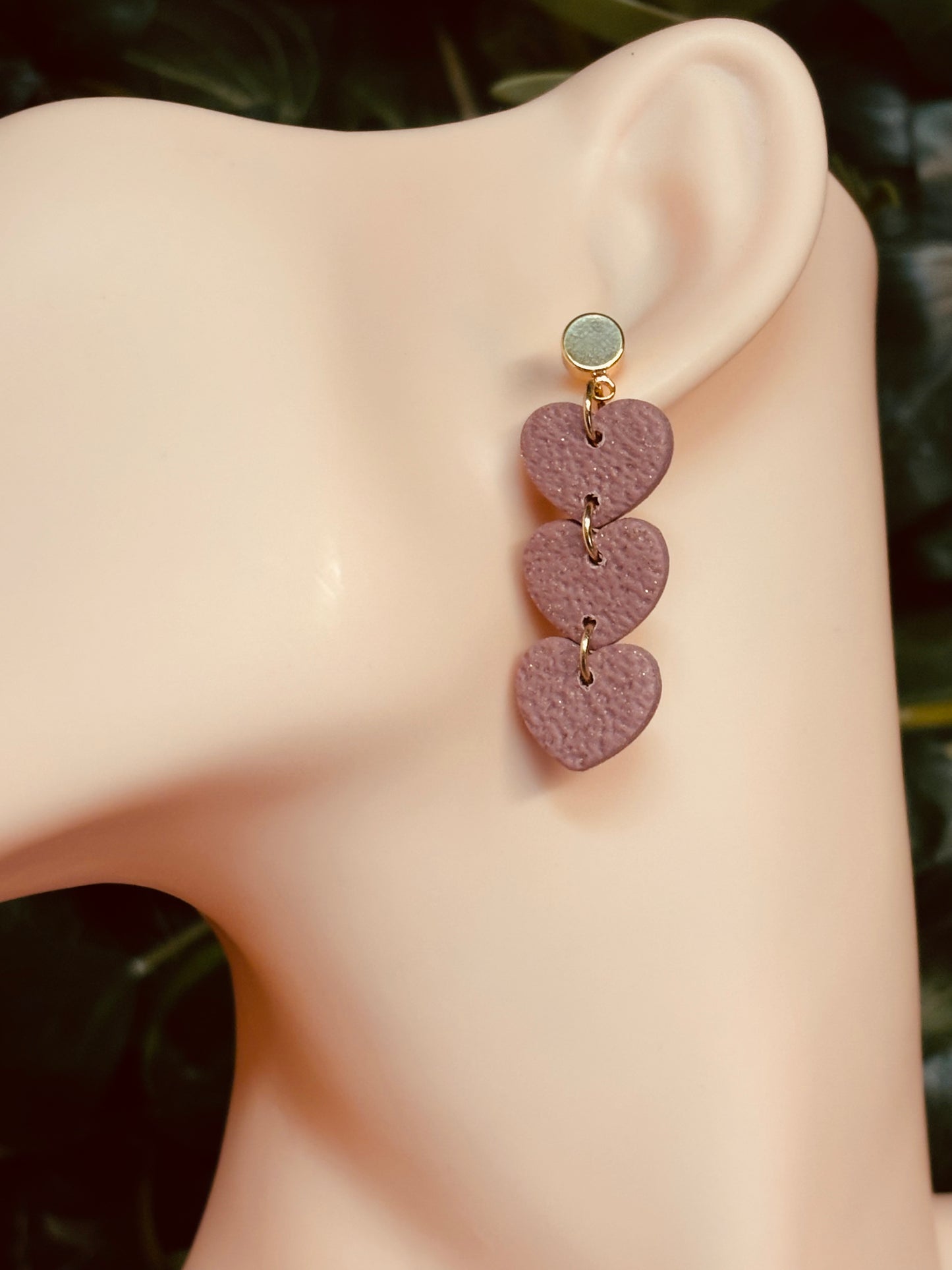 Little triple hearts pink glitter