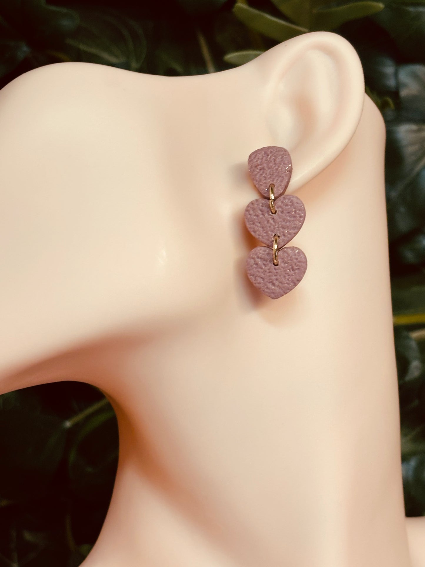 Double hearts pink glitter