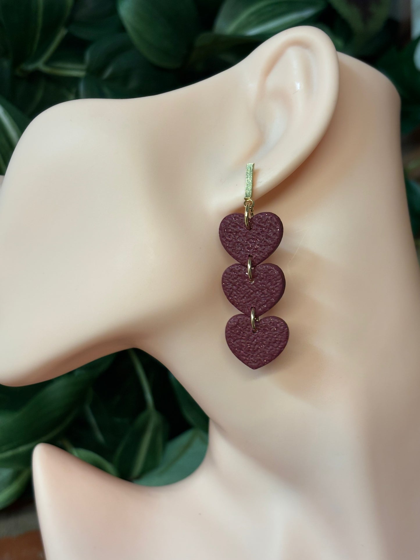 Triple hearts burgundy