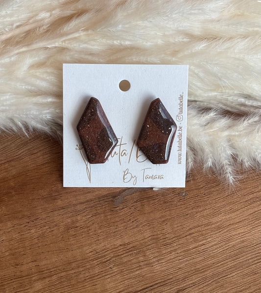 Charly stud shiny light/dark brown