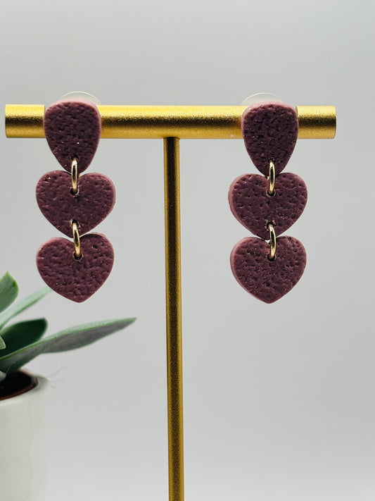 Double hearts pink glitter