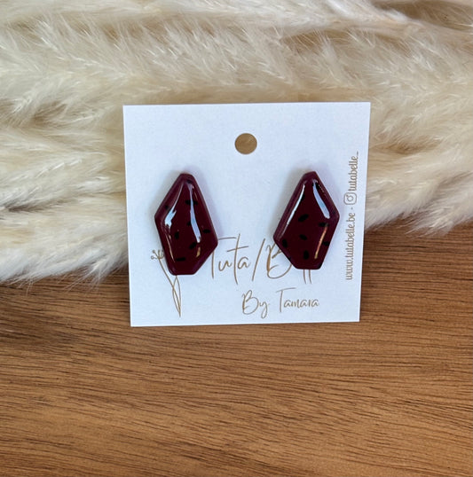 Charly little stud shiny burgundy/black