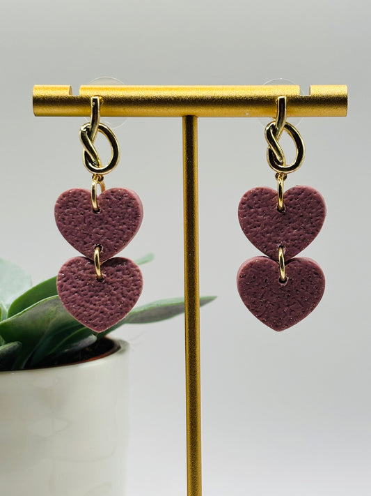 Double hearts pink glitter