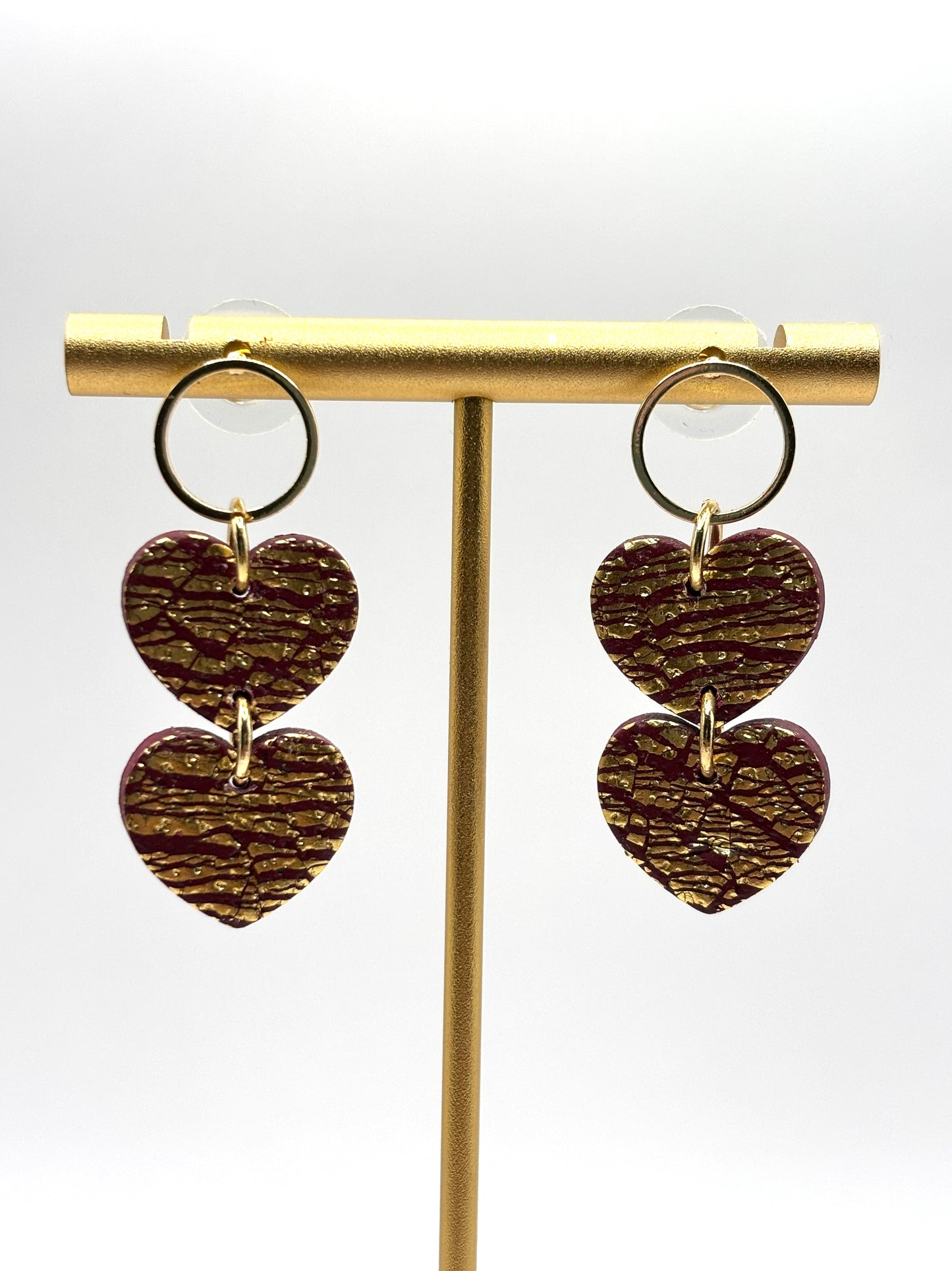 Double hearts burgundy/gold
