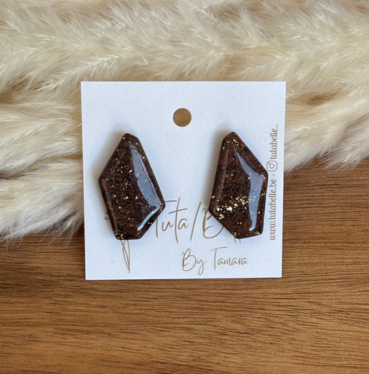 Charly stud shiny brown/gold