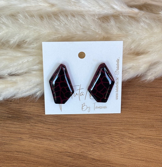 Charly stud Shiny burgundy/black #1