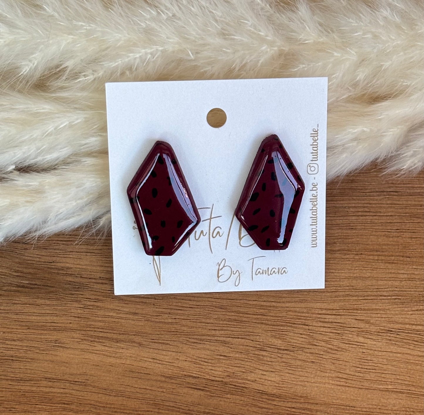 Charly stud Shiny burgundy/black #3