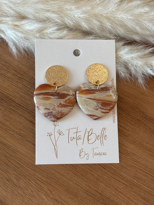 Shiny big heart beige/brown