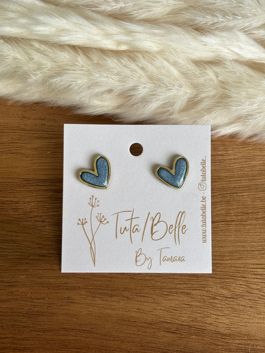 Little heart stud Pearl blue
