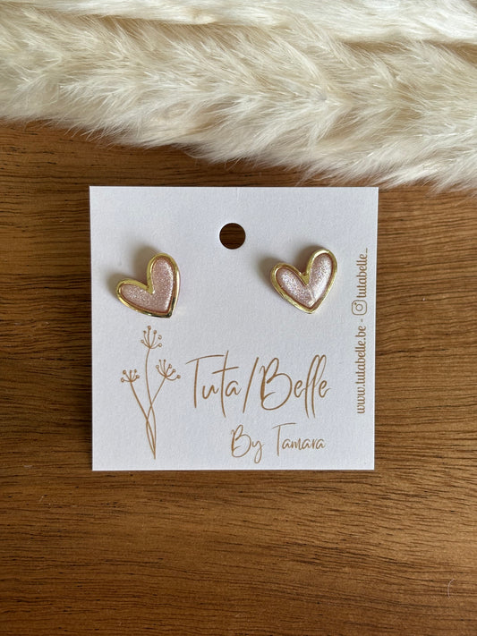 Little heart stud Pearl pink