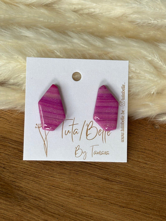 Charly little stud shiny shades of pink/fuchsia
