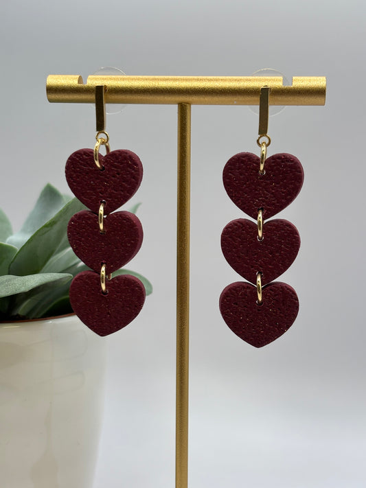 Triple hearts burgundy